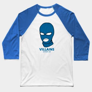 Retro Detroit Villains Blue Ski Mask Baseball T-Shirt